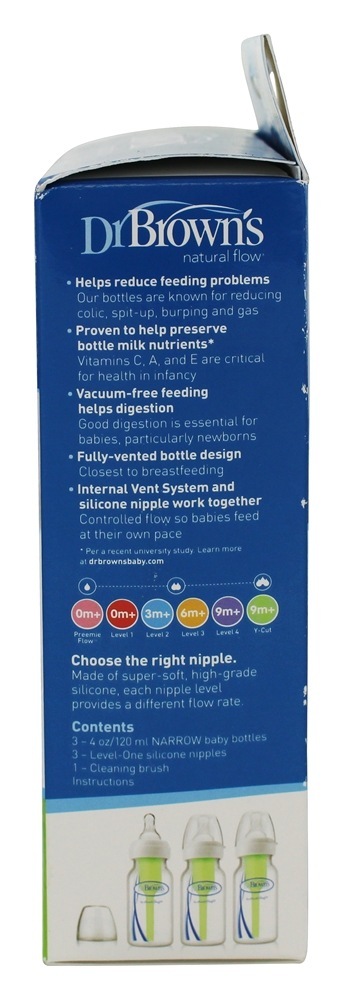 Frascos de opções de fluxo natural 0 Meses + 3 Pacote - 4 oz. Dr. Brown's - Imagem 3