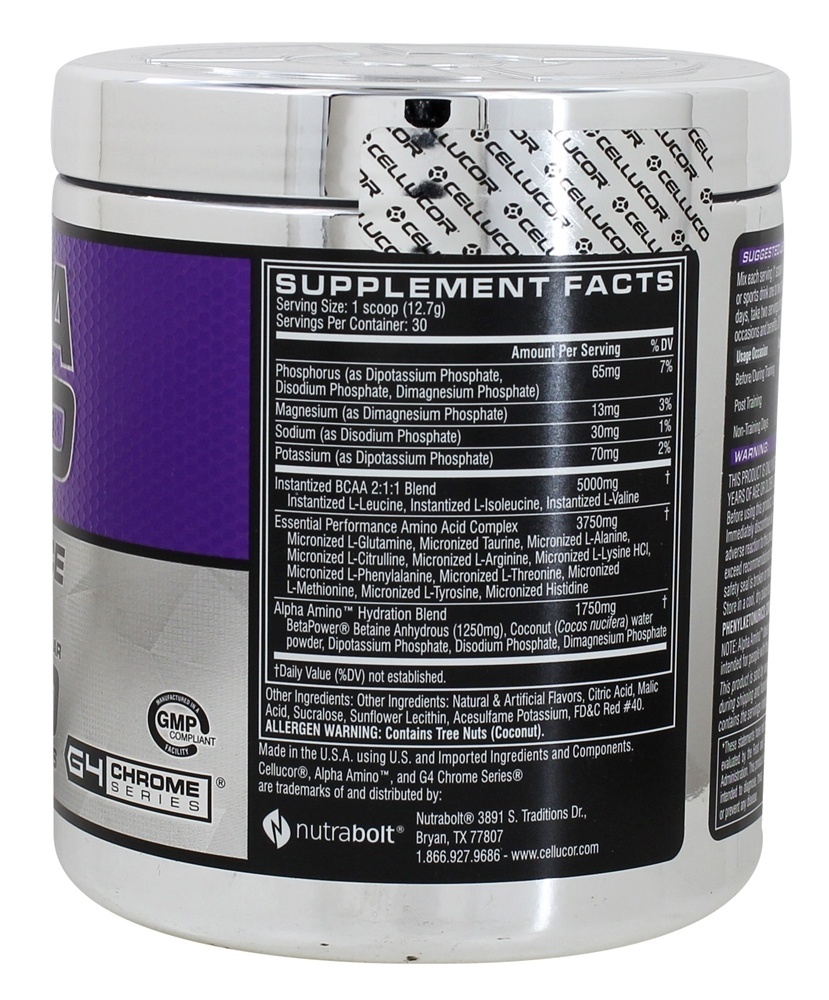Alpha Amino Atuação Bcaa 30 Porções Fruto Soco - 381 Gramas Cellucor - Imagem 2