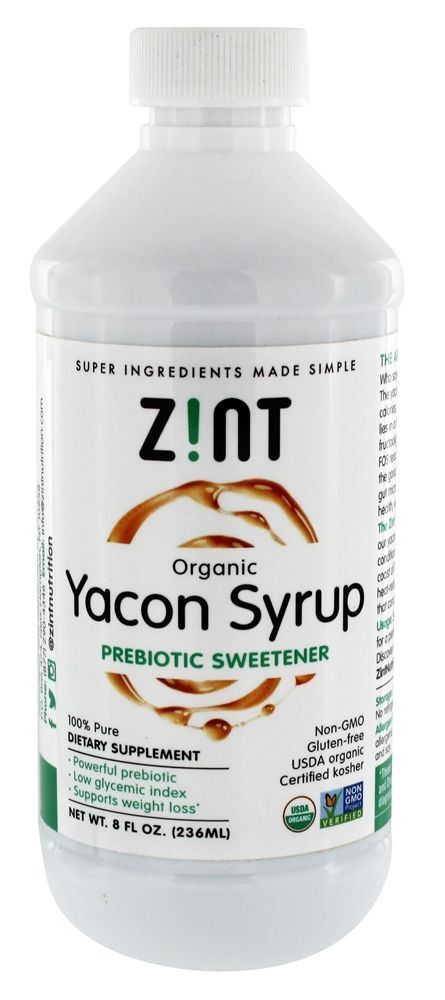 Adoçante Pré-Biótico Orgânico de Xarope de Yacon - 8 fl. oz. Zint