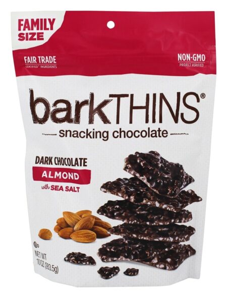 Snacking Chocolates Amêndoa de Chocolate Negro com Sal do Mar - 10 oz. barkTHINS