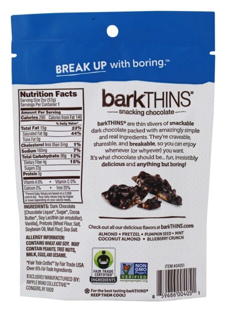 Snacking Chocolates Pretzel de chocolate escuro com sal do mar - 2 oz. barkTHINS - Image 2