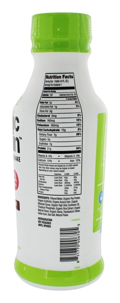 Orgânico Proteína Planta Baseado Vegan RT Proteína Tremer 21g Zero Açúcar Alisar Chocolate - 14 fl. oz. Orgain - Imagem 2