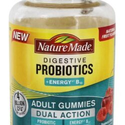 Probióticos Digestivos de Dupla Ação + Energia B12 Sabor Framboesa & Cereja 4 Bilhões de UFC - 50 Gummies Nature Made
