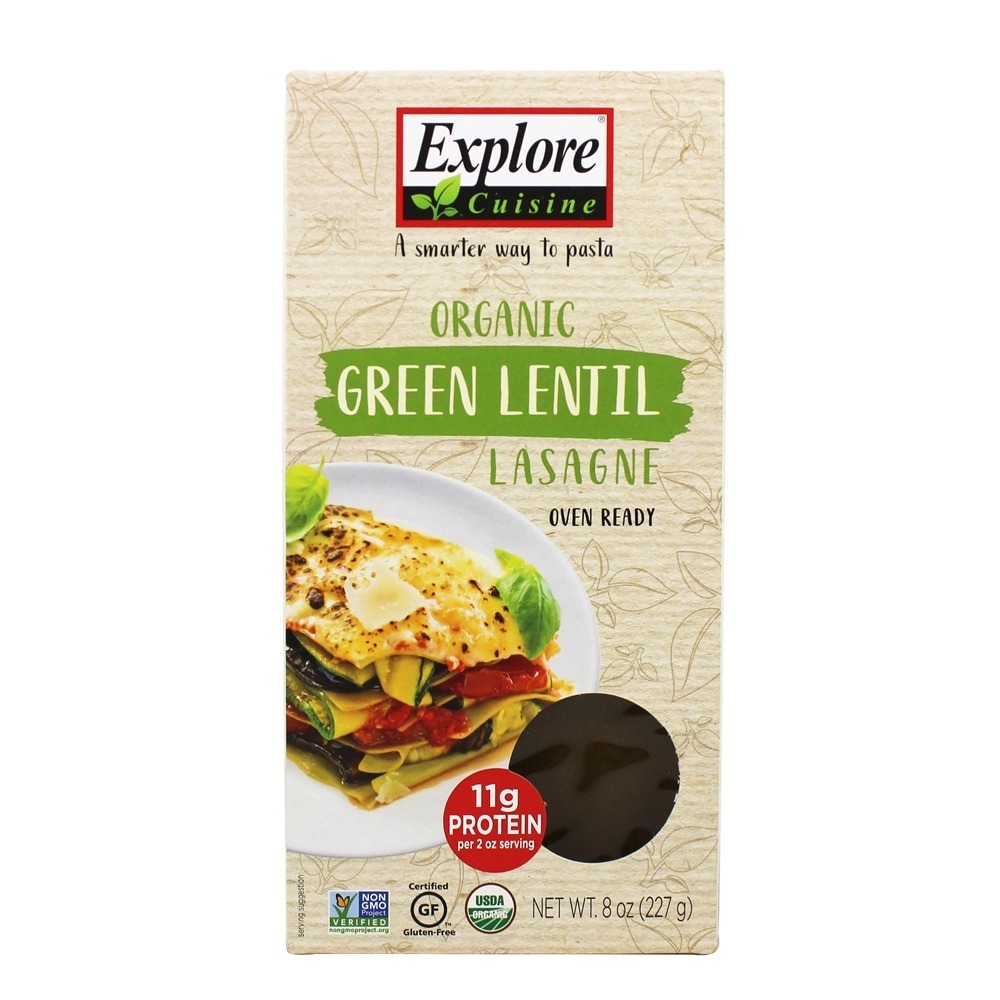 Pronto para lasanha de lentilha verde orgânica - 8 oz. Explore Cuisine