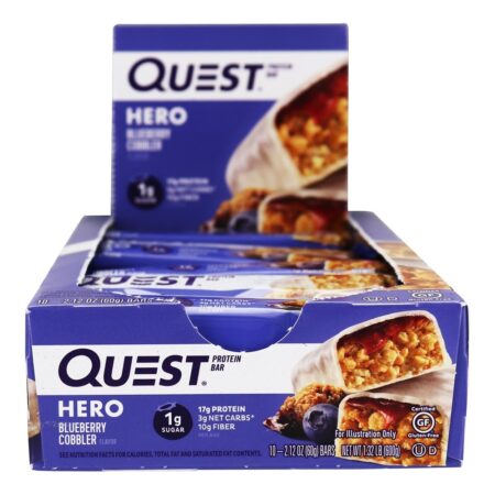 Hero Protein Bar Box Blueberry Cobbler - 10 Barras Quest Nutrition