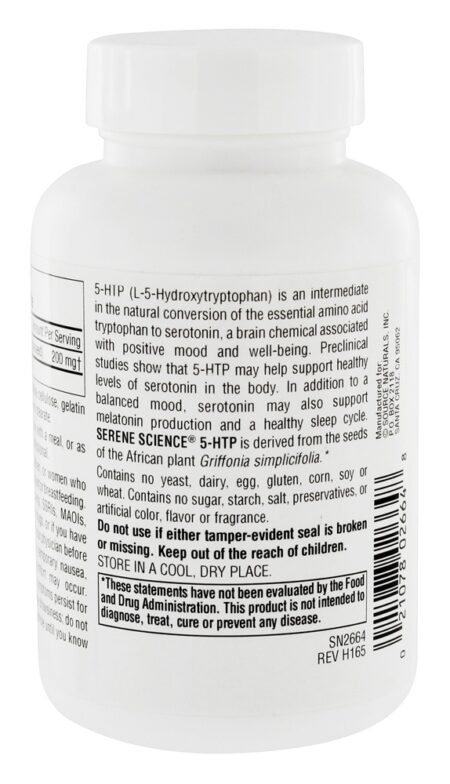 5-HTP Para Um Humor Equilibrado 200 mg. - Cápsulas 120 Source Naturals - Image 3