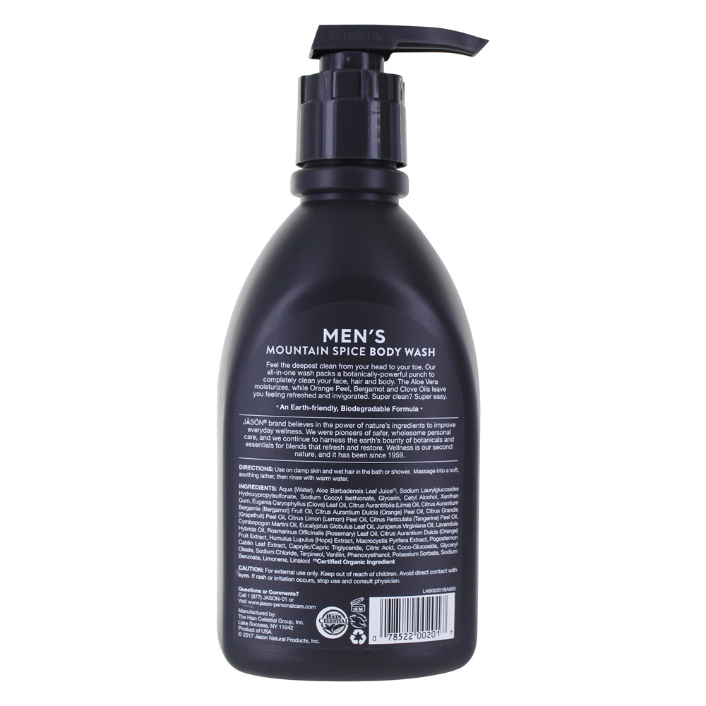 All-In-One Masculina - Especiaria da Montanha para Lavagem Corporal - 30 fl. oz. JASON Natural Products - Imagem 2
