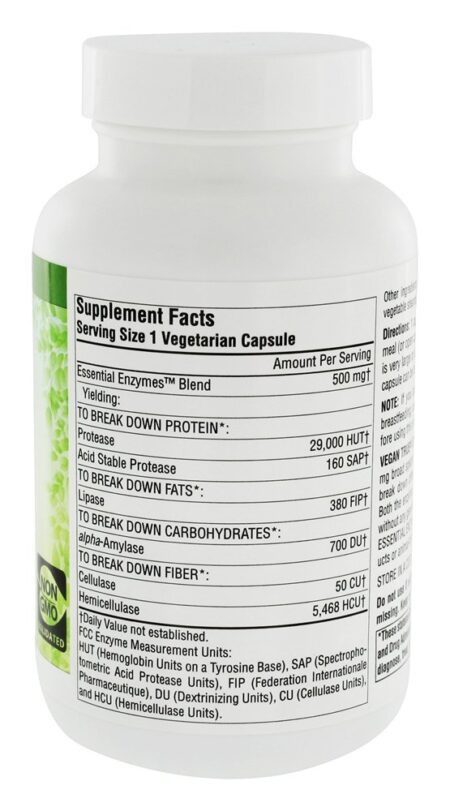 Vegan verdadeira Non-GMO enzimas essenciais 500 mg. - Cápsulas 180 Source Naturals - Image 2