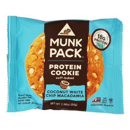 Bolinho de Proteína Soft-Baked Chip de Macadame Coco Branco - 2.96 oz. Munk Pack