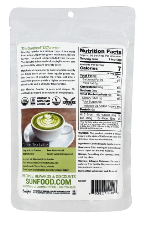 Pó Matcha Orgânico - 4 oz. Sunfood Superfoods - Image 2