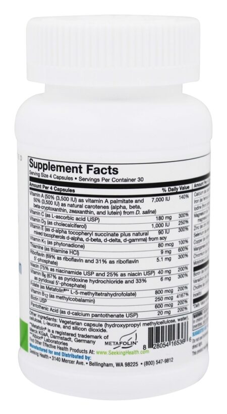 Multivitamínico Ótimo Com Ferro - Cápsulas vegetarianas 120 Seeking Health - Image 2