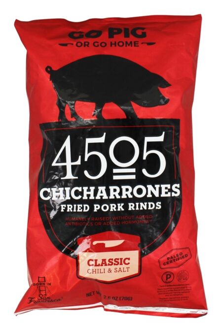 Chicharron Frito Carne de porco Rinds Clássico Pimenta & Sal - 2.5 oz. 4505 Meats