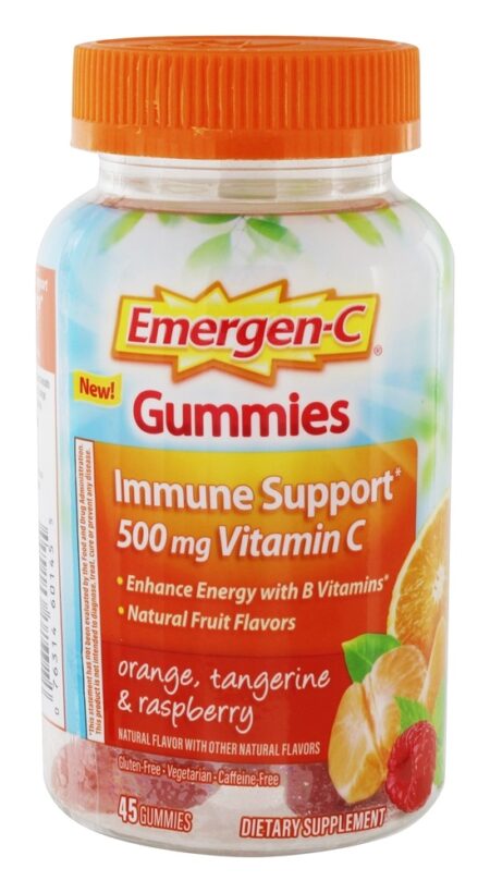 Emergen-C Imune Apoiar Vitamina C Laranja, Tangerina & Framboesa 500 mg. - 45 Gummies Alacer