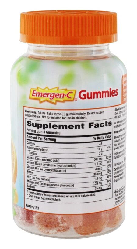 Emergen-C Imune Apoiar Vitamina C Laranja, Tangerina & Framboesa 500 mg. - 45 Gummies Alacer - Image 2