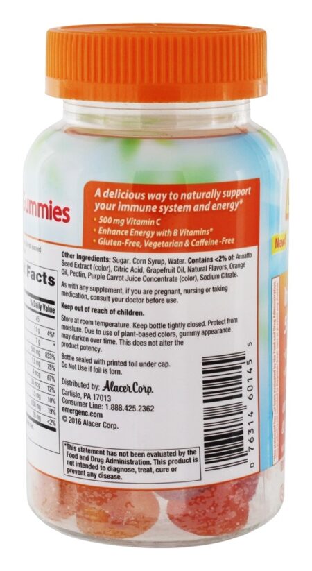 Emergen-C Imune Apoiar Vitamina C Laranja, Tangerina & Framboesa 500 mg. - 45 Gummies Alacer - Image 3