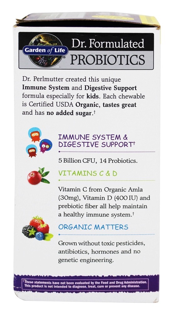 Dr. Formulado Probióticos Crianças Orgânicas + Cereja de Baga 5 Bilhões de UFC - 30 Mastigáveis Garden of Life - Imagem 4