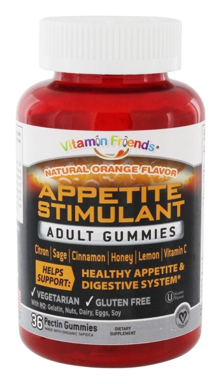 Apetite Estimulante Adulto Pectina Gomoso Natural Laranja Sabor - 36 Gummies Vitamin Friends