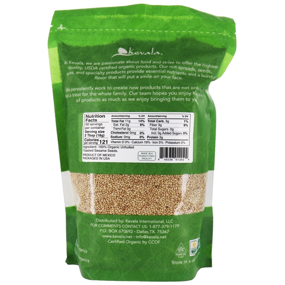 Sementes de Gergelim Torrado Orgânico Unhulled - 32 oz. Kevala - Imagem 2