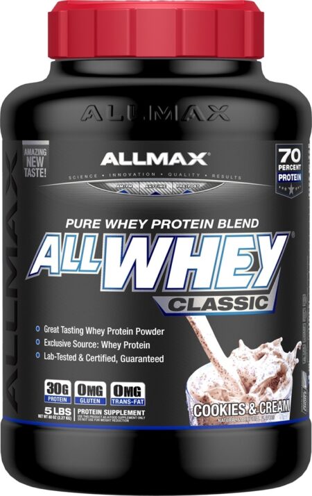 AllWhey Classic Pure Proteína de soro de leite em pó Cookies e creme - 5 lbs. AllMax Nutrition