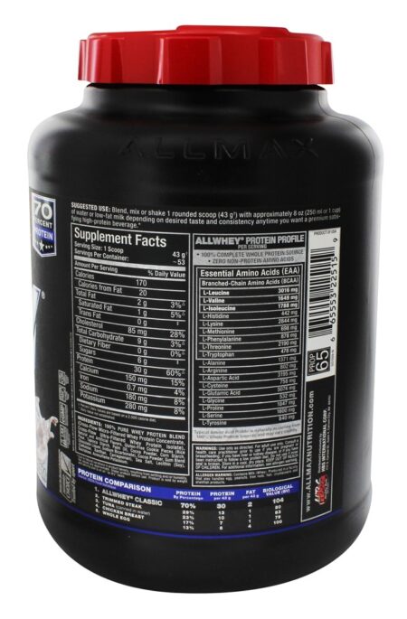 AllWhey Classic Pure Proteína de soro de leite em pó Cookies e creme - 5 lbs. AllMax Nutrition - Image 2