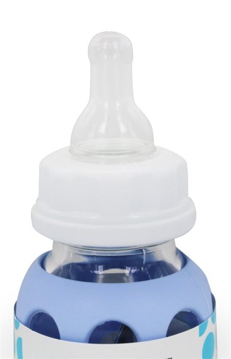 Frasco De Bebê De Vidro Com Manta De Manga De Silicone Azul - 4 oz. Lifefactory - Image 3