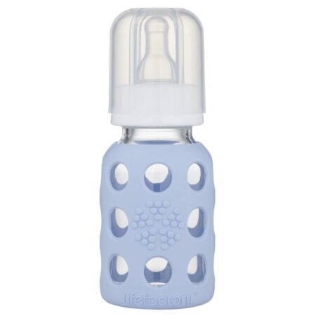 Frasco De Bebê De Vidro Com Manta De Manga De Silicone Azul - 4 oz. Lifefactory - Image 4