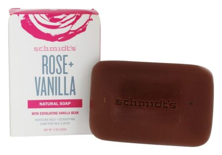 Natural Umidade Rico + Desintoxicante Bar Sabão para Face & Corpo Rosa + Baunilha - 5 oz. Schmidt's