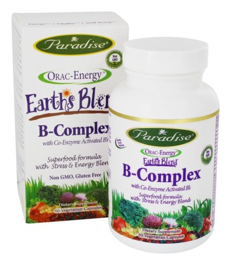 Earths Blend Complexo B com Coenzima B Ativada - Cápsulas vegetarianas 60 Paradise Herbs