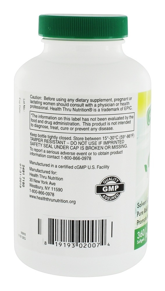 Óleo de semente de cominho preto Resposta Inflamatória Saudável 500 mg. - 360 Softgels Health Thru Nutrition - Imagem 3
