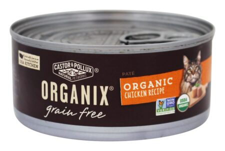 Organix Grão Livre Enlatados Gato Comida Orgânico Frango Receita Cabeça - 5.5 oz. Castor & Pollux