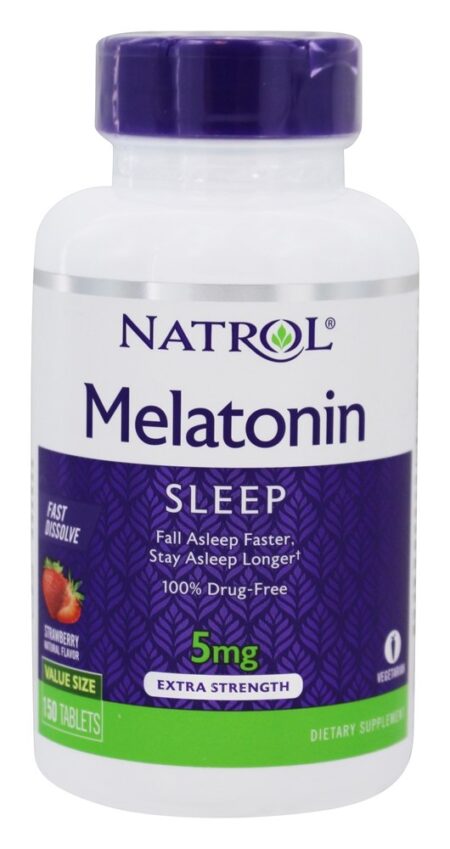 Melatonina Dormir Extra Força Rápido Dissolver Morango 5 mg. - 150 Tablets Natrol