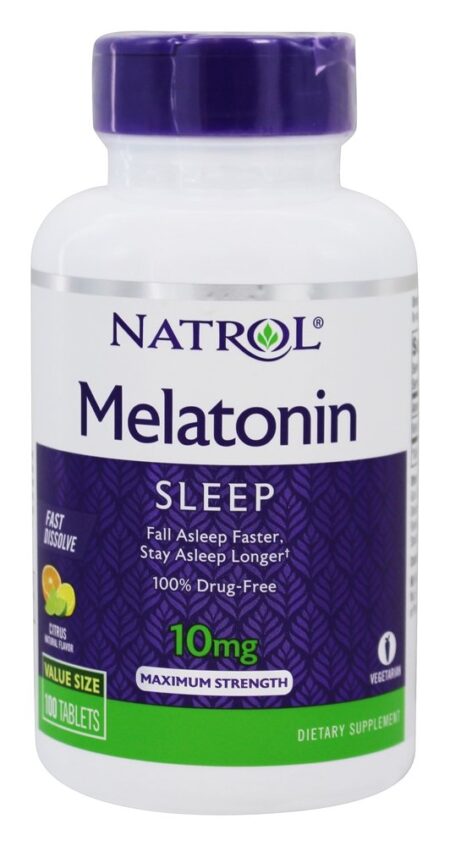 Melatonina Dormir Máximo Força Rápido Dissolver Cítrico 10 mg. - 100 Tablets Natrol