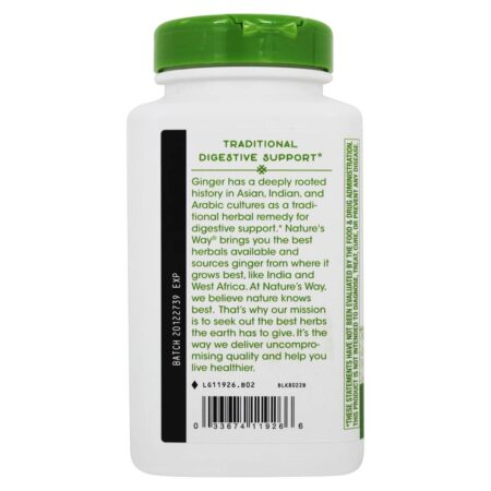 Raiz de Gengibre 1100 mg. - Cápsulas Vegan 240 Nature's Way - Image 3