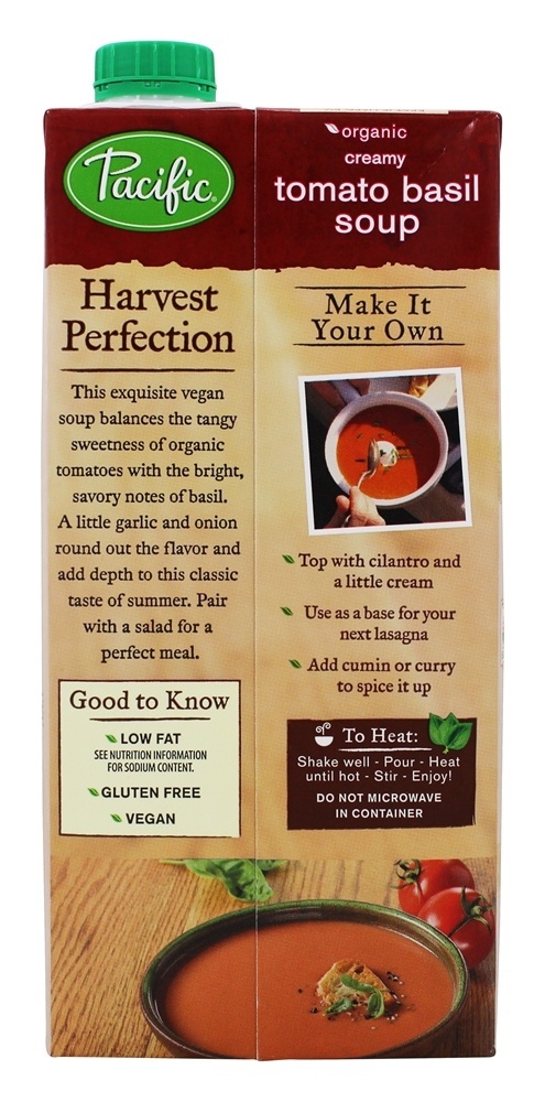 Sopa de manjericão cremosa de tomate orgânico - 32 fl. oz. Pacific Foods - Imagem 3
