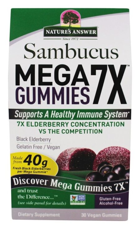 Sambucus Mega Gummies 7X Fruta de Sabugueiro - 30 Gummies Nature's Answer