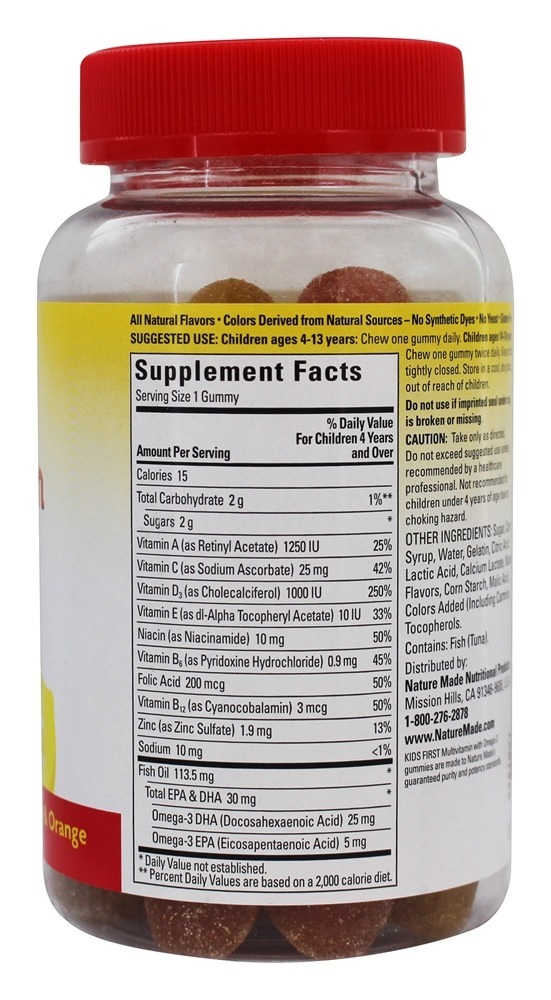 Crianças Primeiro Multivitamina com Omega-3 Morango, Limão e Laranja - 70 Gummies Nature Made - Imagem 2