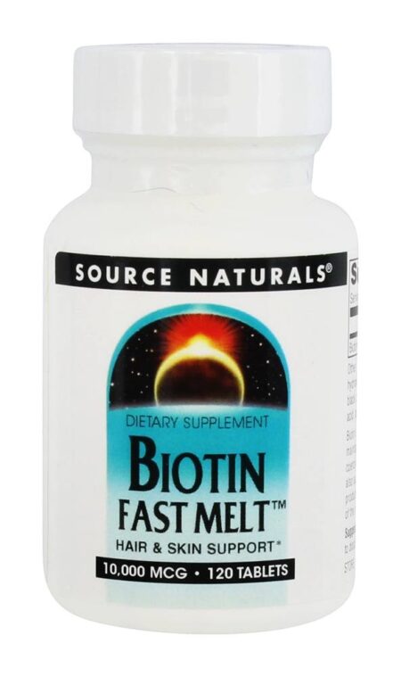 Biotina Cabelo & Pele Apoiar Rápido Derreter 10000 mcg. - 120 Tablet (s) Source Naturals