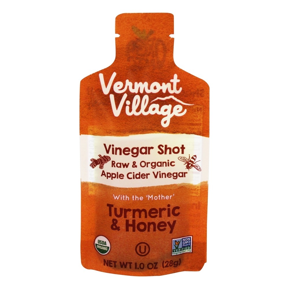 Vinagre orgânico de vinagre de cidra de maçã com a mãe Cúrcuma e mel - 1 fl. oz. Vermont Village
