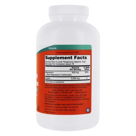 Magnésio & Inositol em Pó para Suporte ao Sistema Nervoso Sabor Limonada - 16 oz. NOW Foods - Image 2