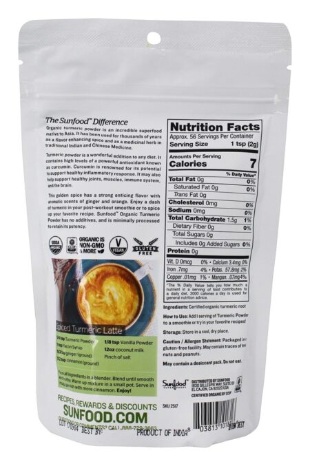 Pó De Cúrcuma Orgânica - 4 oz. Sunfood Superfoods - Image 2