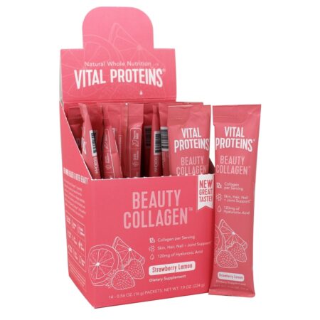 Colágeno de Beleza Em Pó Sabor Morango Limão - 14 Pacotes (s) Vital Proteins