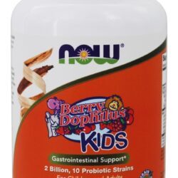Berrydophilu Crianças Gastrointestinal Apoiar Probiotic 2 Bilhões de UFC - 120 comprimidos mastigáveis NOW Foods