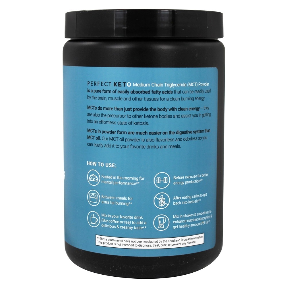 Suplemento de triglicerídeo de cadeia média de pó de óleo MCT - 10.6 oz. Perfect Keto - Imagem 2