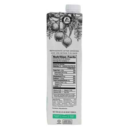 Leite de macadâmia sem glúten Latte Da - 32 fl. oz. Milkadamia - Image 2