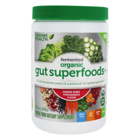 Orgânico Fermentado Intestino Superfood+ Pó para Ideal Intestino Saúde Verão Baga & Romã - 10.5 oz. Genuine Health