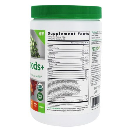 Orgânico Fermentado Intestino Superfood+ Pó para Ideal Intestino Saúde Verão Baga & Romã - 10.5 oz. Genuine Health - Image 2