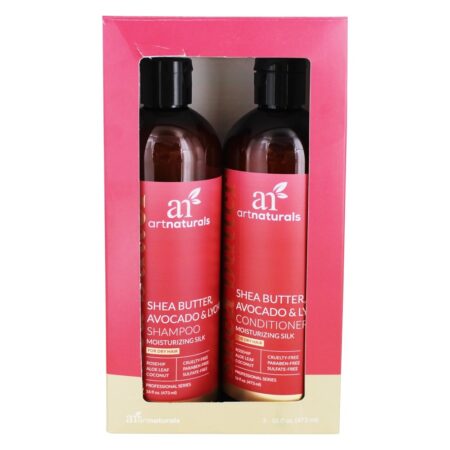 Hidratante Silk Shampoo e Condicionador Duo Manteiga de Karité, Abacate e Lichia - 2 Contagem Art Naturals