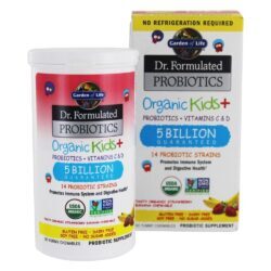 Dr. Formulado Probióticos Orgânicos para Crianças com Vitaminas C & D Banana Estável com Banana 5 Bilhões de UFC - 30 Mastigáveis Garden of Life