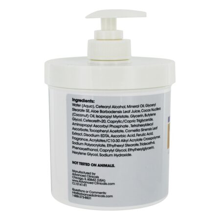 Creme de clareamento avançado de vitamina C de tamanho Spa para rosto, pescoço e mãos - 16 oz. Advanced Clinicals - Imagem 2
