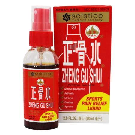 Analgésico externo do pulverizador líquido do alívio das dores dos esportes de Zheng Gu Shui - 2 fl. oz. Solstice